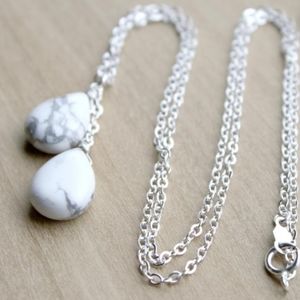 Howlite and Sterling Silver Necklace 18 inch chain